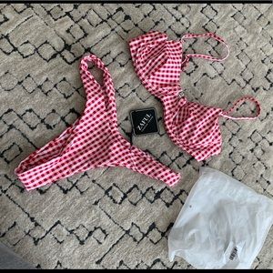 Zaful Red Gingham Bikini with Underwire M